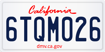 CA license plate 6TQM026