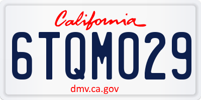 CA license plate 6TQM029