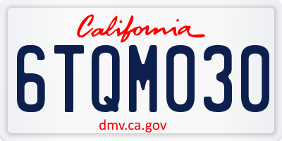 CA license plate 6TQM030