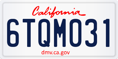 CA license plate 6TQM031