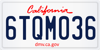 CA license plate 6TQM036