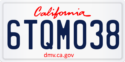 CA license plate 6TQM038