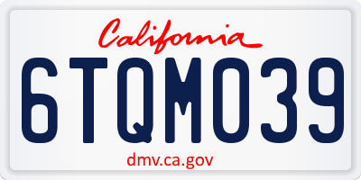 CA license plate 6TQM039