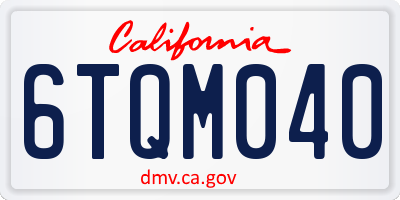 CA license plate 6TQM040