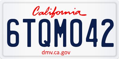 CA license plate 6TQM042