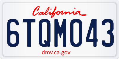 CA license plate 6TQM043