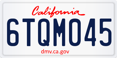 CA license plate 6TQM045