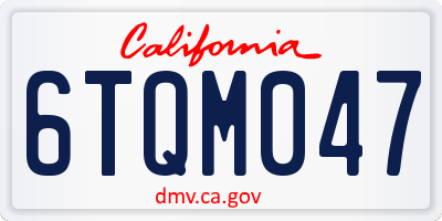 CA license plate 6TQM047