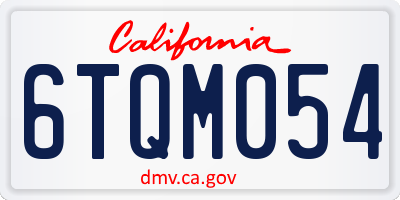 CA license plate 6TQM054