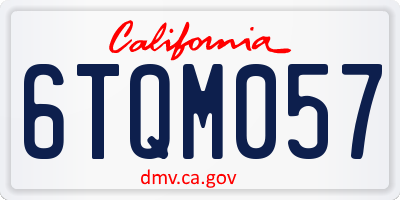 CA license plate 6TQM057