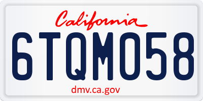 CA license plate 6TQM058