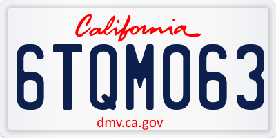 CA license plate 6TQM063