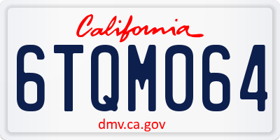 CA license plate 6TQM064