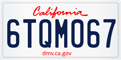 CA license plate 6TQM067