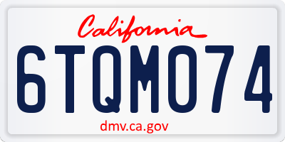 CA license plate 6TQM074