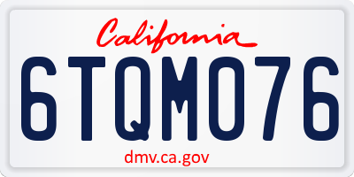 CA license plate 6TQM076