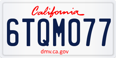 CA license plate 6TQM077