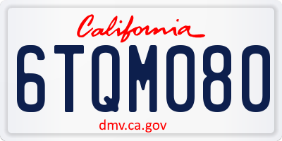 CA license plate 6TQM080