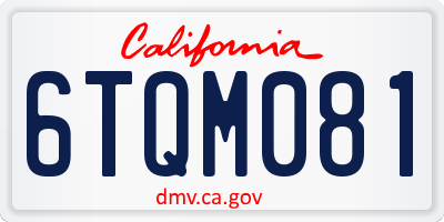 CA license plate 6TQM081