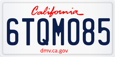 CA license plate 6TQM085