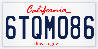 CA license plate 6TQM086