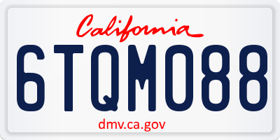 CA license plate 6TQM088