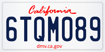 CA license plate 6TQM089