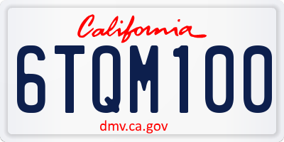 CA license plate 6TQM100