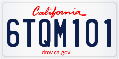 CA license plate 6TQM101