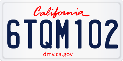CA license plate 6TQM102