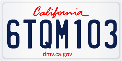 CA license plate 6TQM103