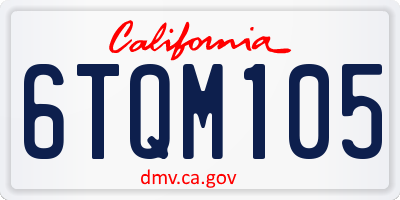 CA license plate 6TQM105