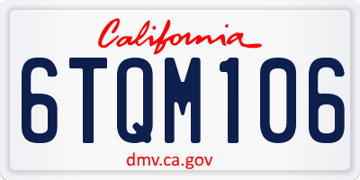CA license plate 6TQM106