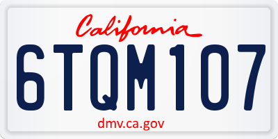 CA license plate 6TQM107