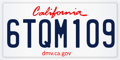 CA license plate 6TQM109