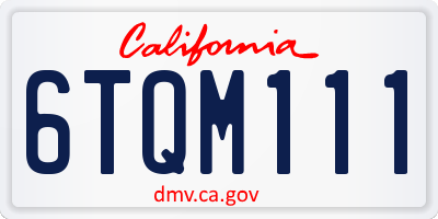 CA license plate 6TQM111