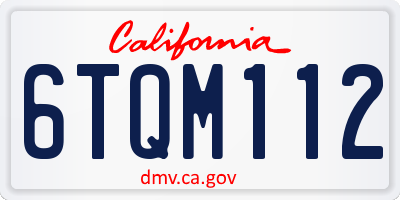 CA license plate 6TQM112