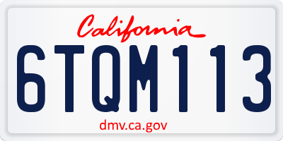 CA license plate 6TQM113