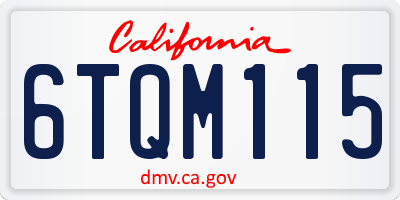 CA license plate 6TQM115