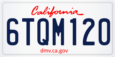 CA license plate 6TQM120