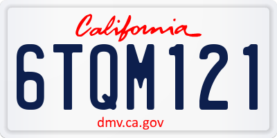 CA license plate 6TQM121