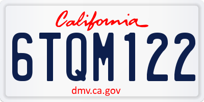 CA license plate 6TQM122