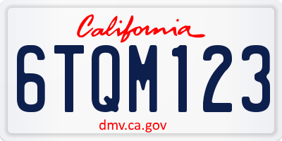 CA license plate 6TQM123