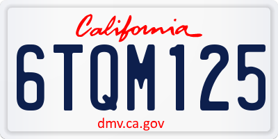 CA license plate 6TQM125