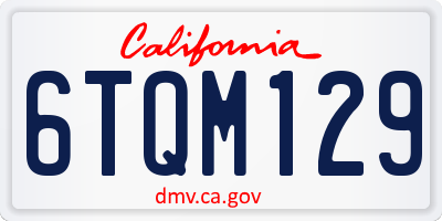 CA license plate 6TQM129