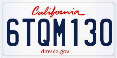 CA license plate 6TQM130