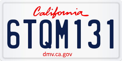 CA license plate 6TQM131