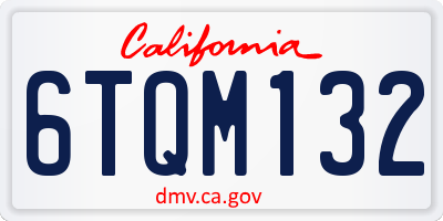 CA license plate 6TQM132
