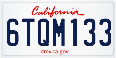 CA license plate 6TQM133