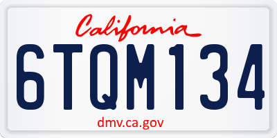 CA license plate 6TQM134